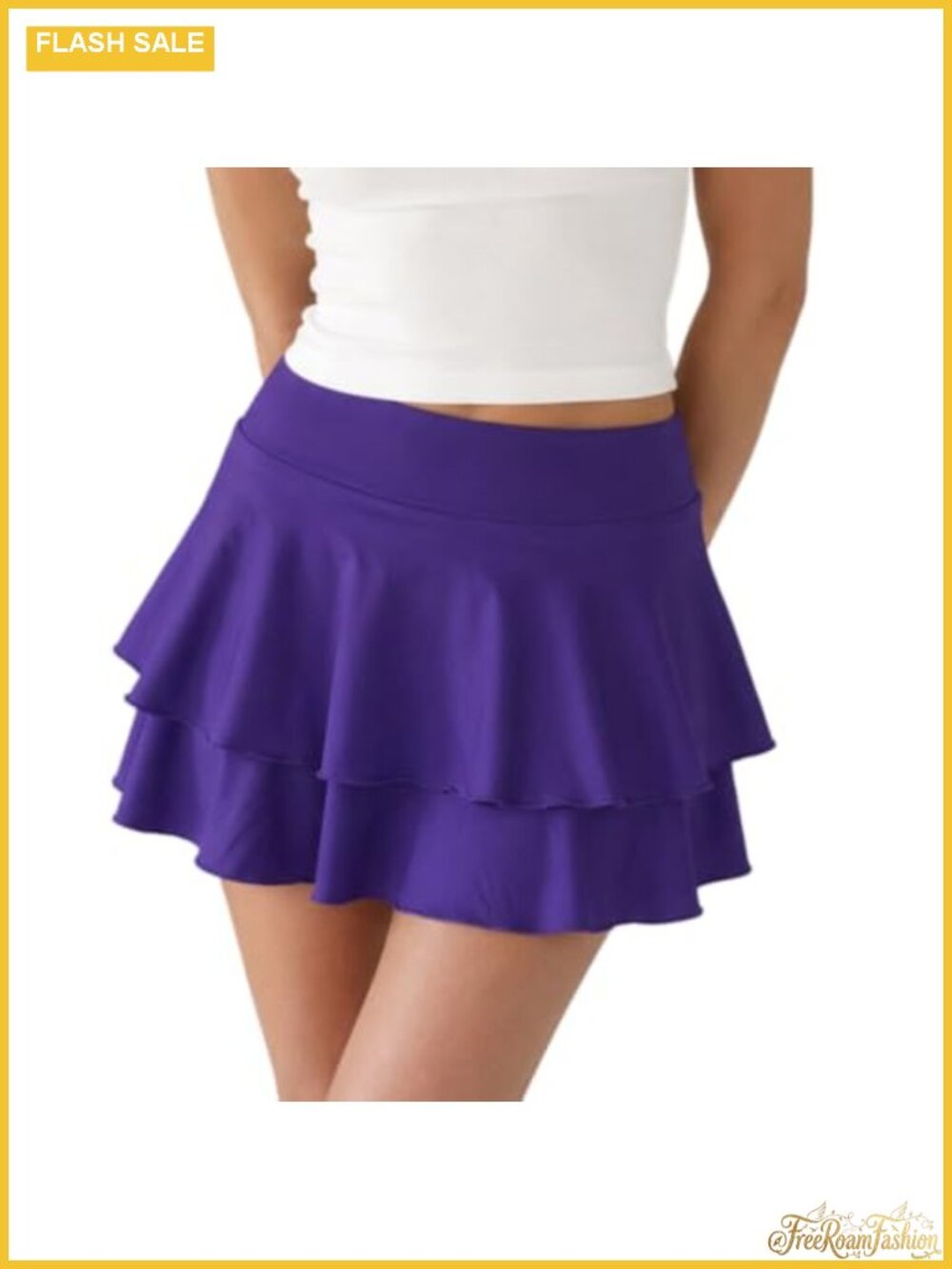 Women Ruffle Mini Skirt Y2K Elastic Low Rise Layered Pleated